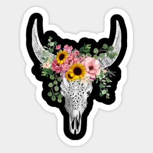 Cow skull floral 12 Sticker